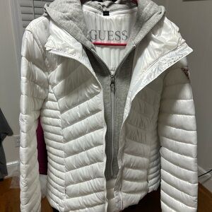 GUESS Women's White Puffer Jacket
